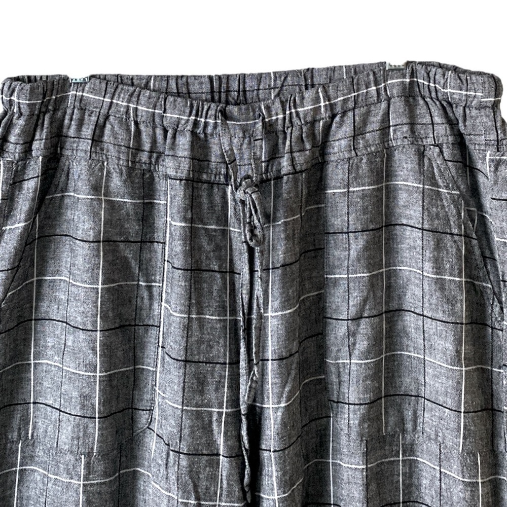 Zac & Rachel Women’s 1X Linen Blend Coastal Gray Plaid Wide Leg Pants - Picture 3 of 4